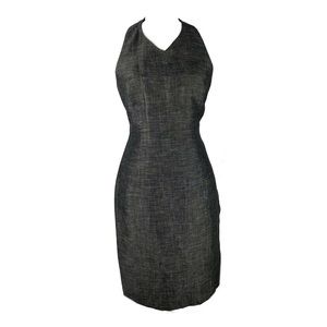 Ann Taylor 10P dress gray denim halter open back